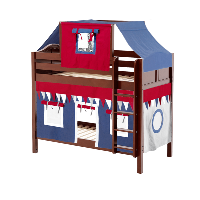 Maxtrix Twin Medium Bunk Bed with Straight Ladder, Top Tent + Curtain