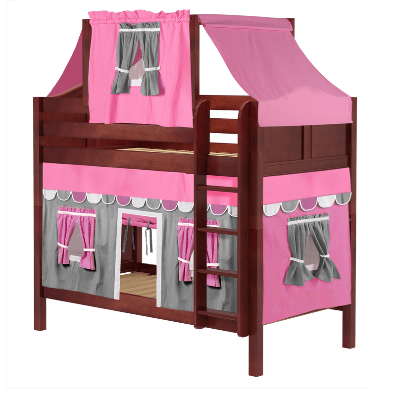 Maxtrix Twin Medium Bunk Bed with Straight Ladder, Top Tent + Curtain