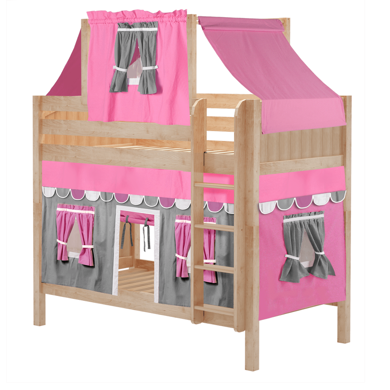Maxtrix Twin Medium Bunk Bed with Straight Ladder, Top Tent + Curtain