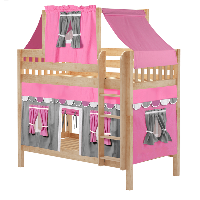 Maxtrix Twin Medium Bunk Bed with Straight Ladder, Top Tent + Curtain