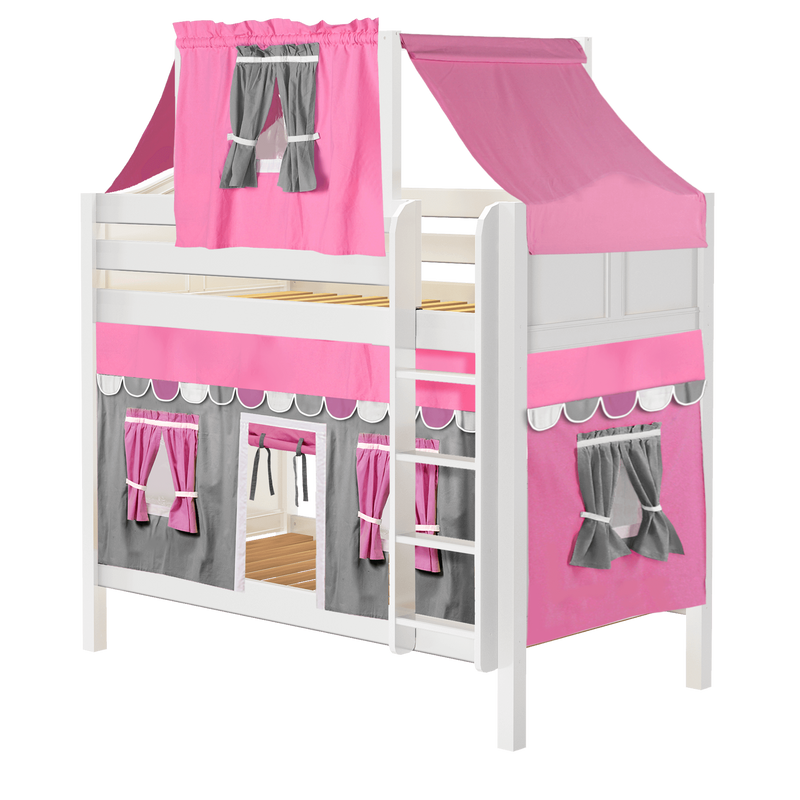 Maxtrix Twin Medium Bunk Bed with Straight Ladder, Top Tent + Curtain