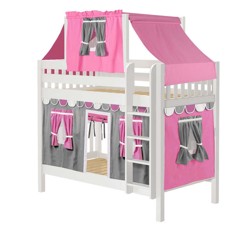 Maxtrix Twin Medium Bunk Bed with Straight Ladder, Top Tent + Curtain