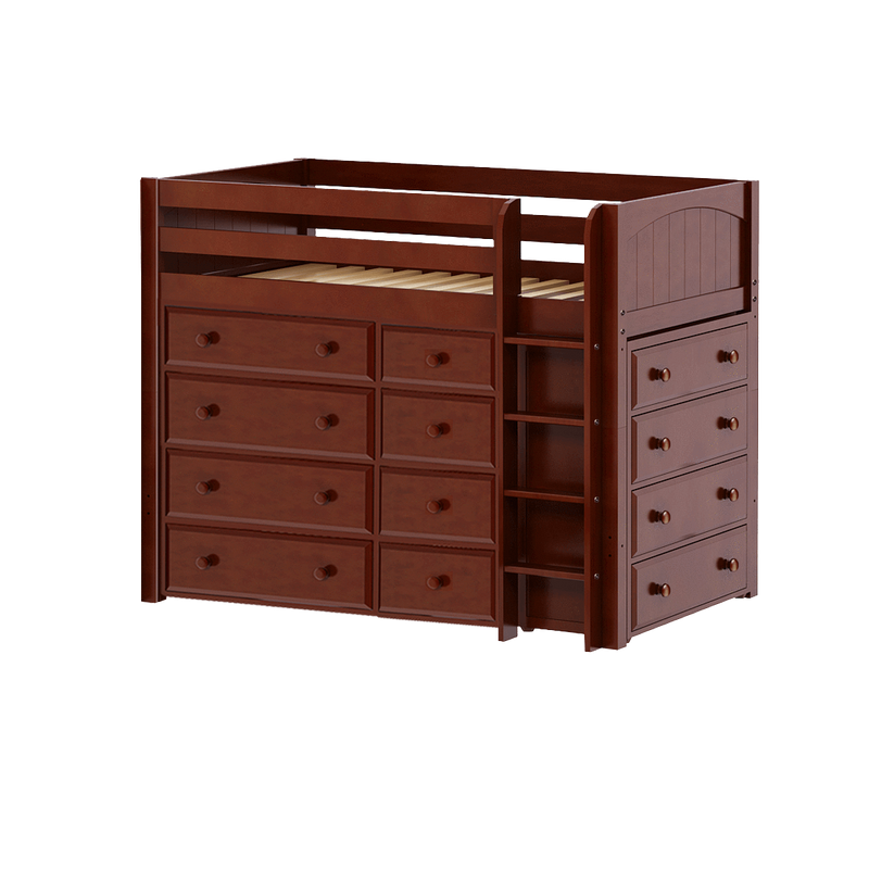 Maxtrix Twin Mid Loft Bed with Straight Ladder + Storage