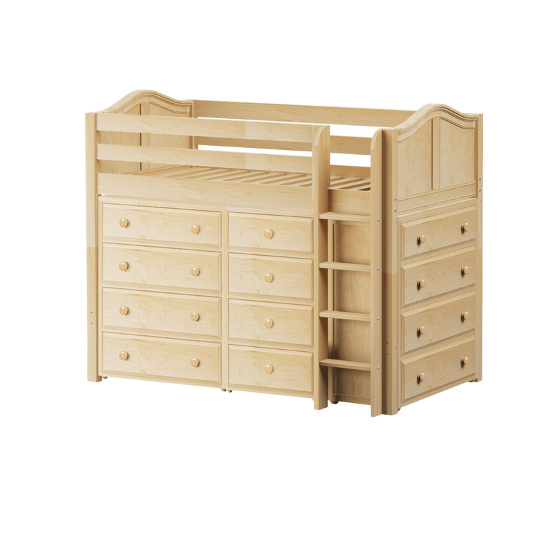 Maxtrix Twin Mid Loft Bed with Straight Ladder + Storage