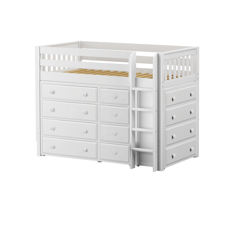 Maxtrix Twin Mid Loft Bed with Ladder + Storage - Closeout!