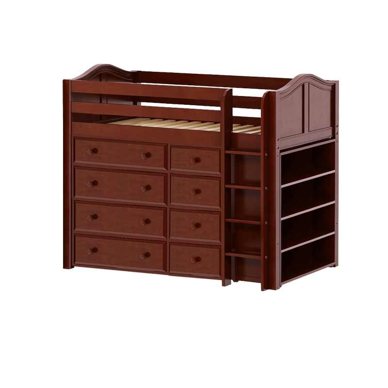 Maxtrix Twin Mid Loft Bed with Straight Ladder + Storage