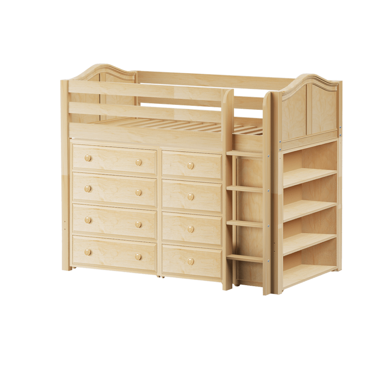 Maxtrix Twin Mid Loft Bed with Straight Ladder + Storage