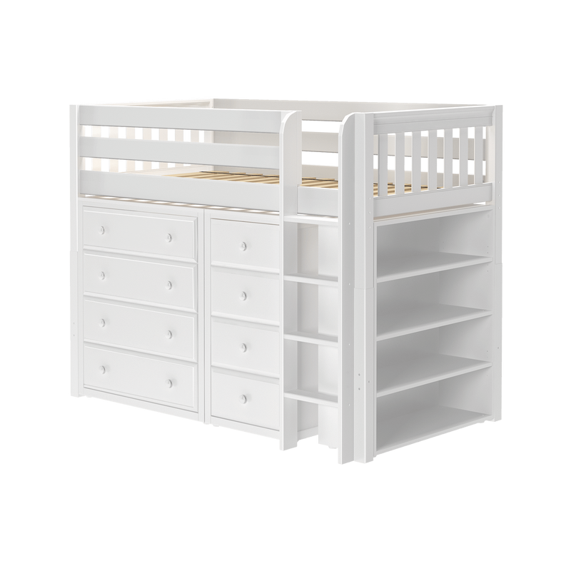 Maxtrix Twin Mid Loft Bed with Ladder + Storage - Closeout!