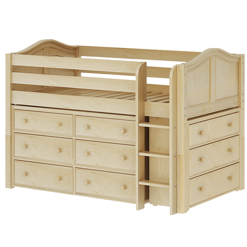 Maxtrix Twin Low Loft Bed with Straight Ladder + Storage