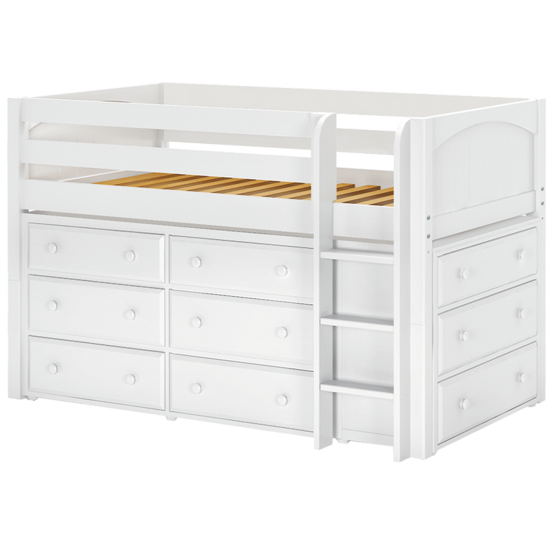 Maxtrix Twin Low Loft Bed with Straight Ladder + Storage