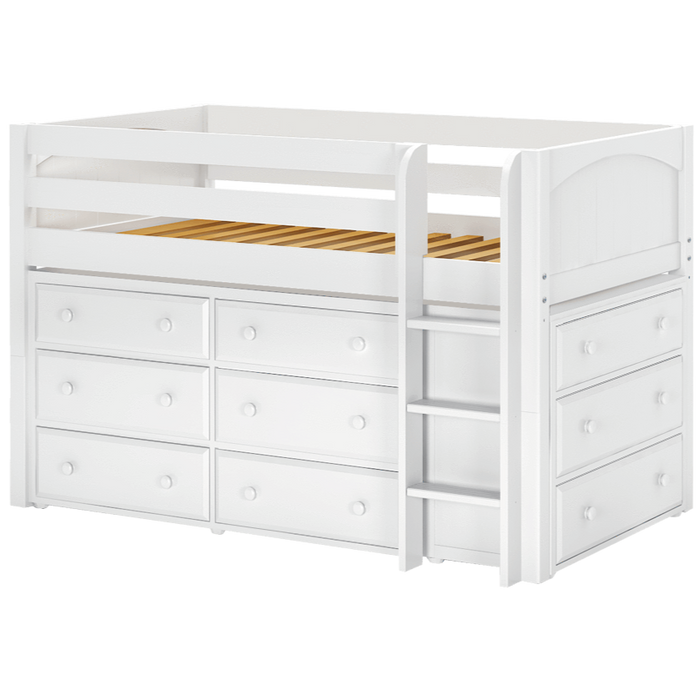 Maxtrix Twin Low Loft Bed with Straight Ladder + Storage