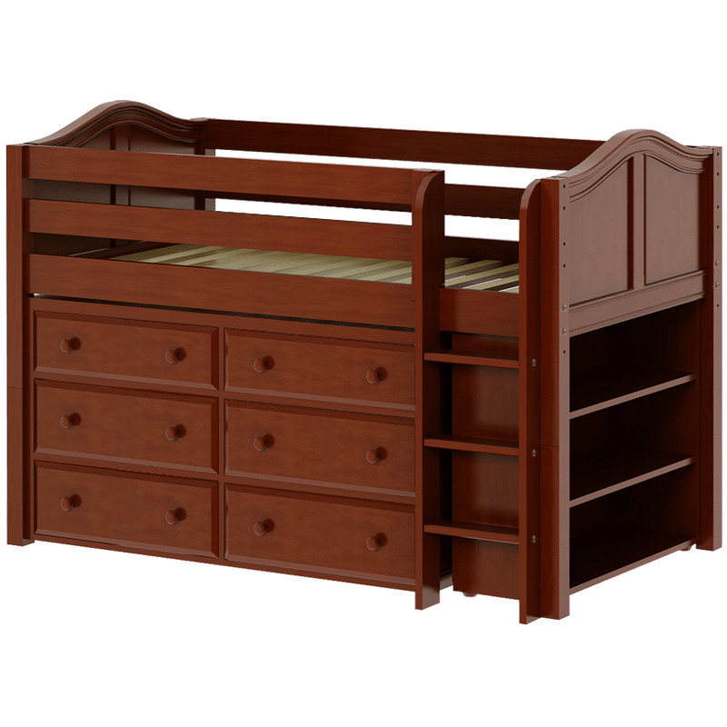 Maxtrix Twin Low Loft Bed with Straight Ladder + Storage