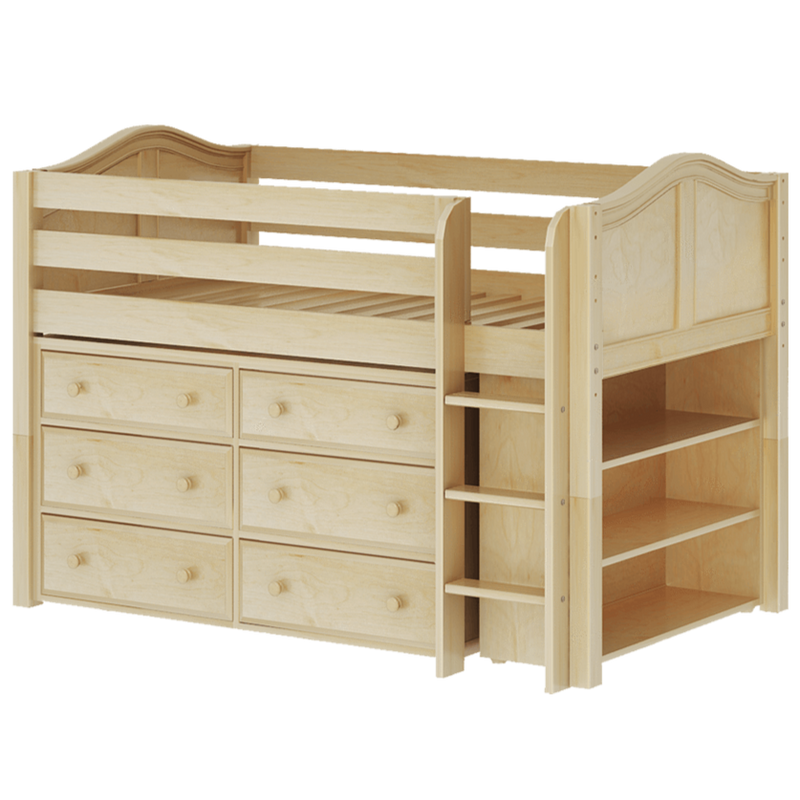 Maxtrix Twin Low Loft Bed with Straight Ladder + Storage