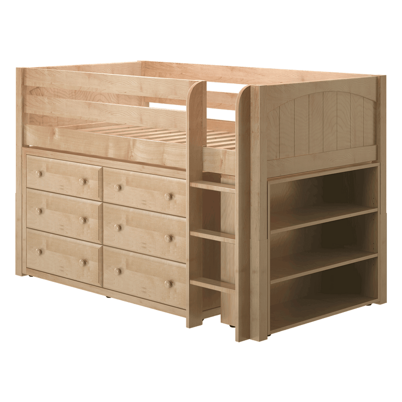 Maxtrix Twin Low Loft Bed with Straight Ladder + Storage