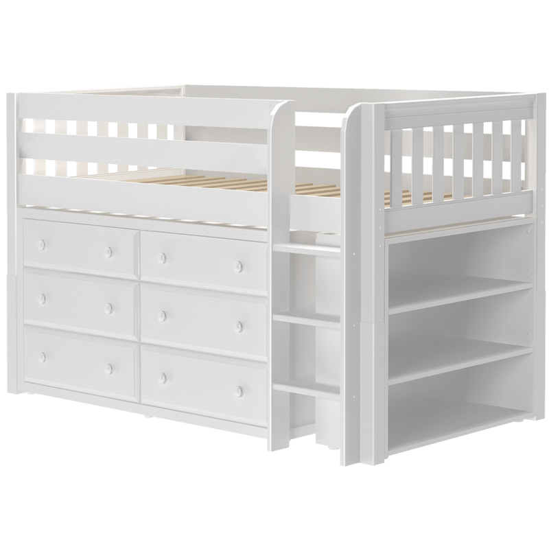 Maxtrix Twin Low Loft Bed with Straight Ladder + Storage