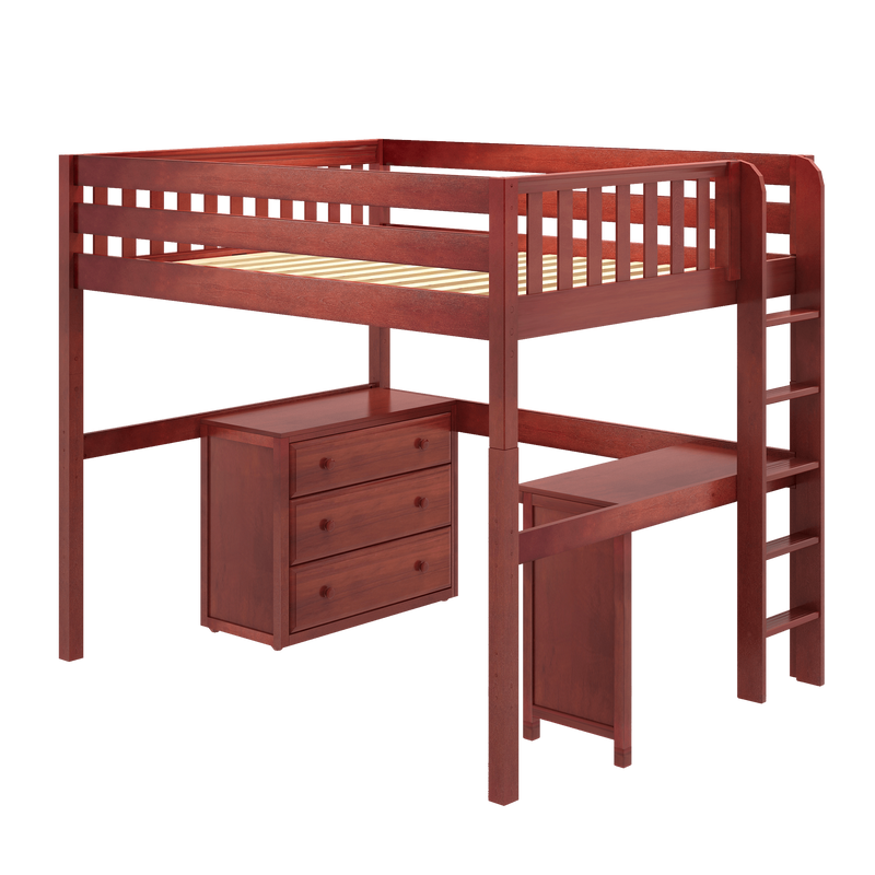 Maxtrix Full XL High Loft Bed with Desk + Storage