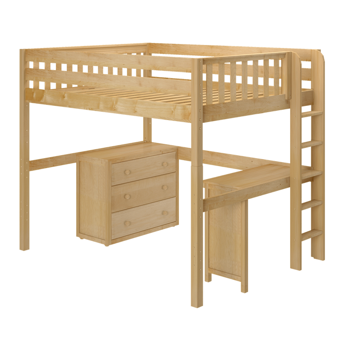Maxtrix Full XL High Loft Bed with Desk + Storage