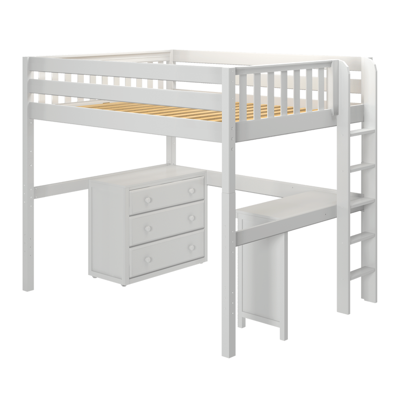 Maxtrix Full XL High Loft Bed with Desk + Storage