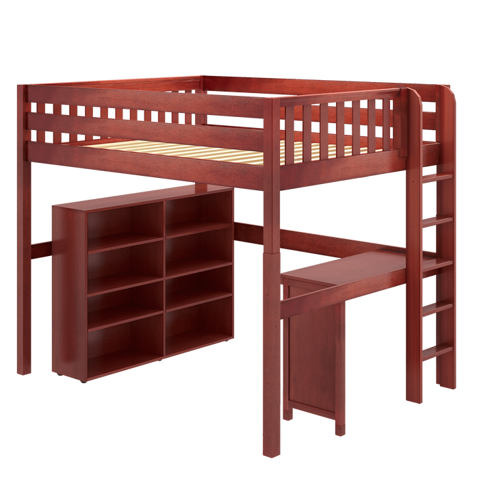 Maxtrix Full High Loft Bed with Desk + Storage