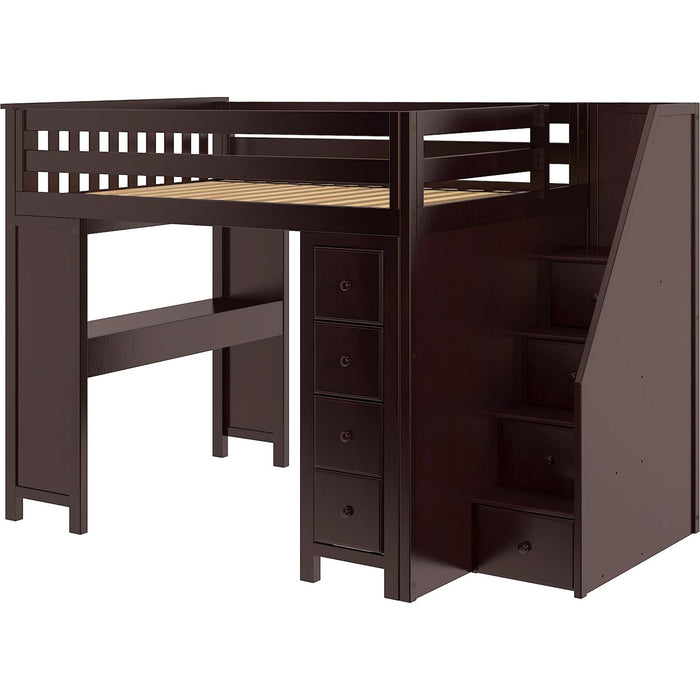 Jackpot Deluxe Buxton Full Size Loft with Staircase + Desk + Storage