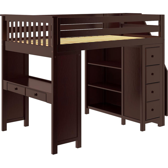 Jackpot Deluxe Buxton Full Size Loft with Staircase + Desk + Storage