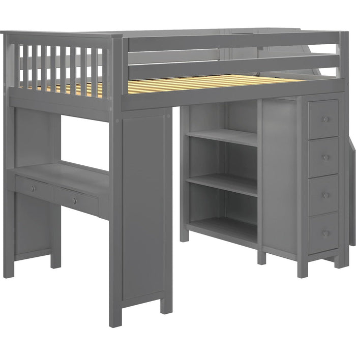 Jackpot Deluxe Buxton Full Size Loft with Staircase + Desk + Storage