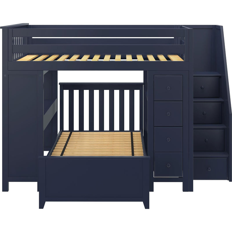 Jackpot Deluxe Buxton Full over Twin L-Shape Bunk with Staircase + Desk + Storage