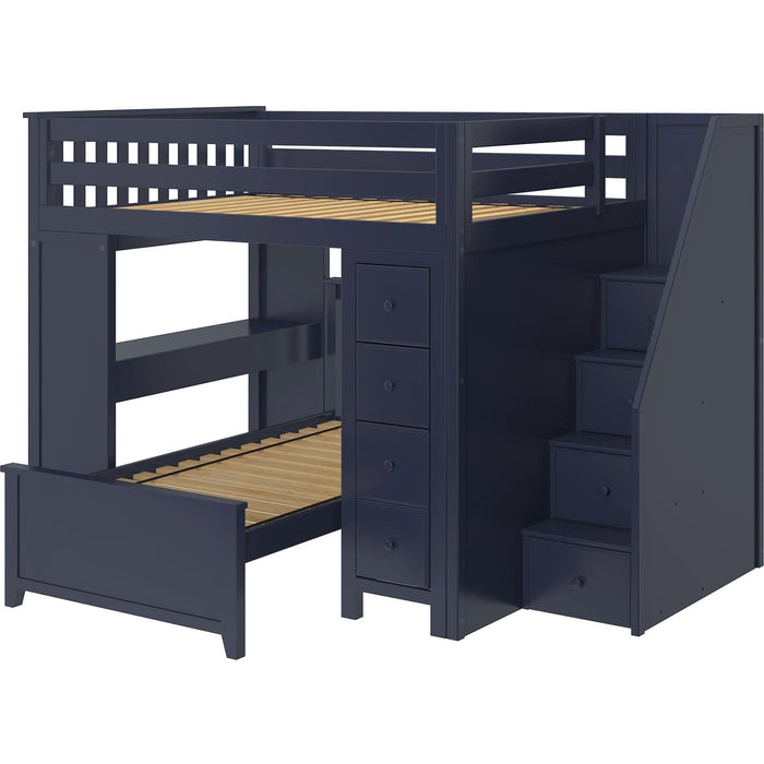 Jackpot Deluxe Buxton Full over Twin L-Shape Bunk with Staircase + Desk + Storage
