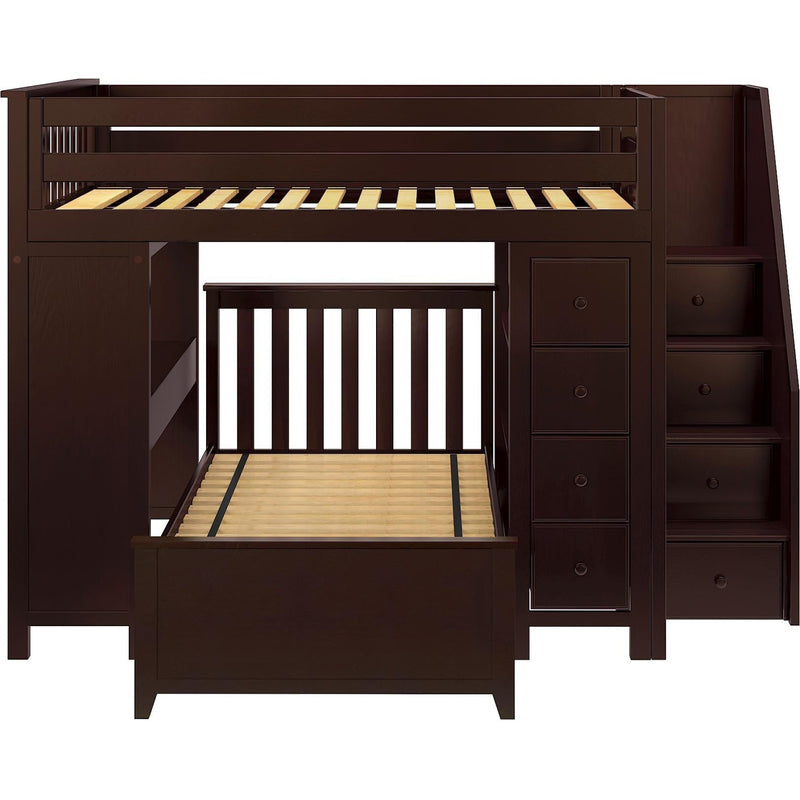 Jackpot Deluxe Buxton Full over Twin L-Shape Bunk with Staircase + Desk + Storage