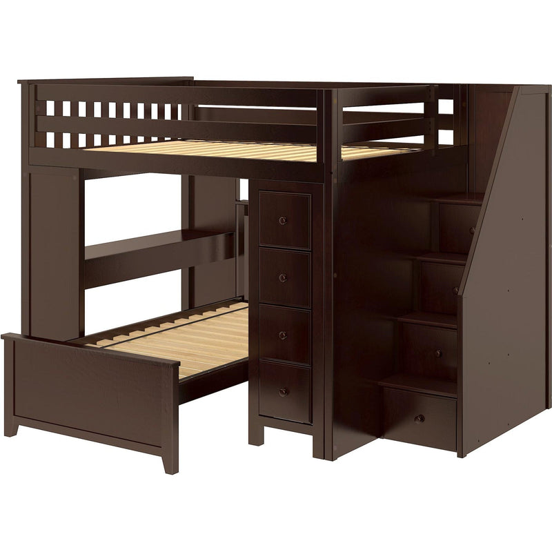 Jackpot Deluxe Buxton Full over Twin L-Shape Bunk with Staircase + Desk + Storage