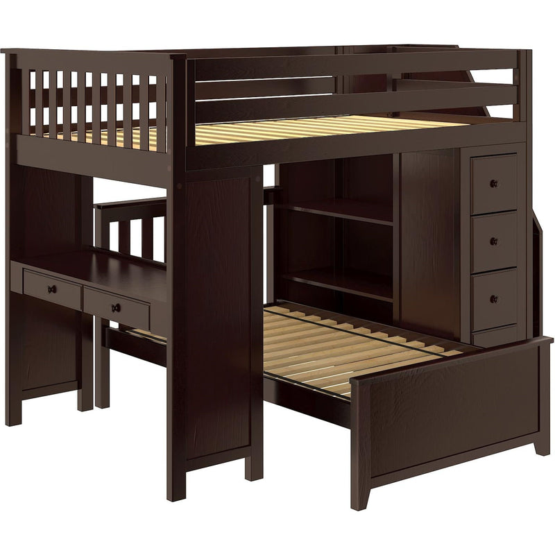 Jackpot Deluxe Buxton Full over Twin L-Shape Bunk with Staircase + Desk + Storage