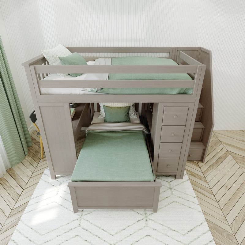 Jackpot Deluxe Buxton Full over Twin L-Shape Bunk with Staircase + Desk + Storage