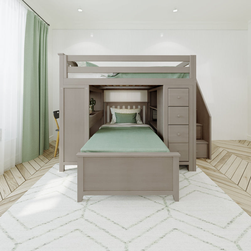 Jackpot Deluxe Buxton Full over Twin L-Shape Bunk with Staircase + Desk + Storage