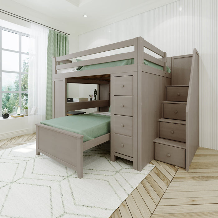 Jackpot Deluxe Buxton Full Size Loft with Staircase + Desk + Storage