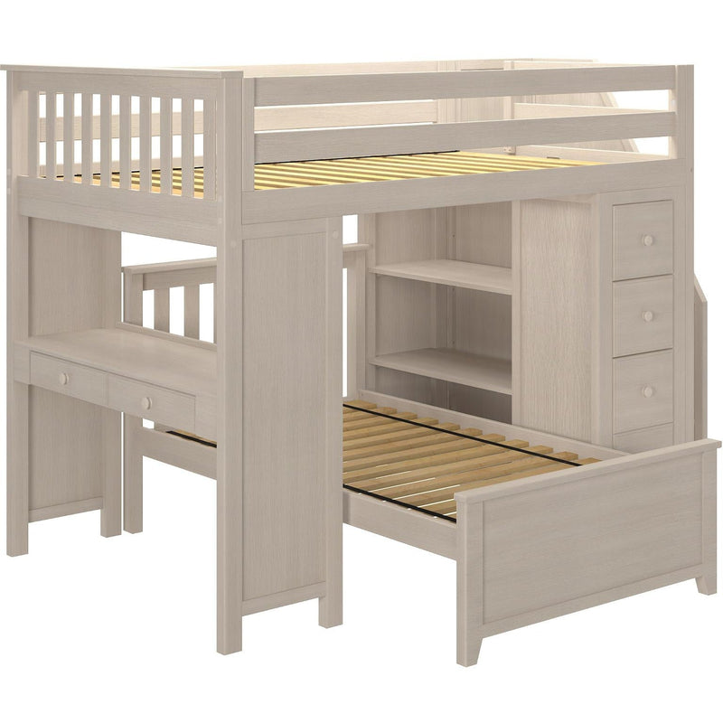Jackpot Deluxe Buxton Full over Twin L-Shape Bunk with Staircase + Desk + Storage