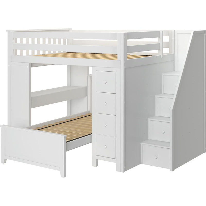 Jackpot Deluxe Buxton Full over Twin L-Shape Bunk with Staircase + Desk + Storage
