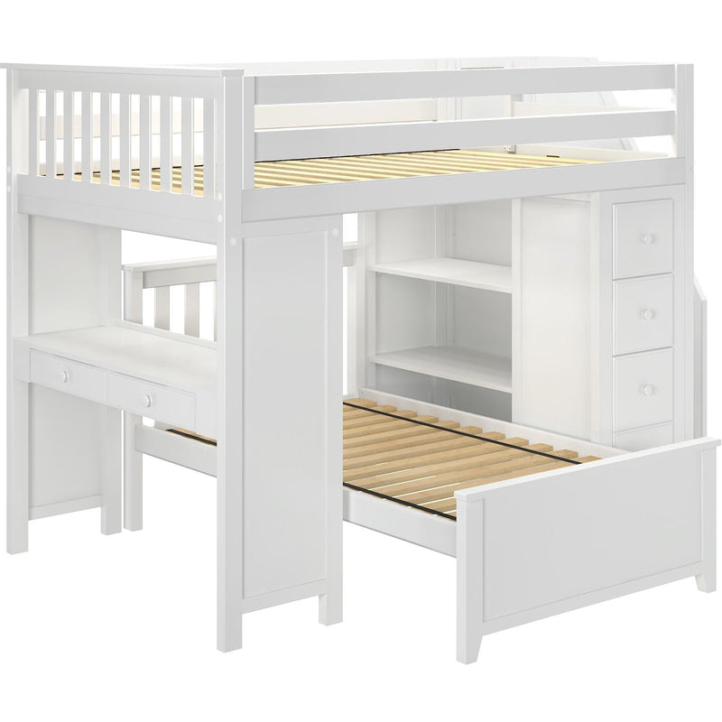 Jackpot Deluxe Buxton Full over Twin L-Shape Bunk with Staircase + Desk + Storage