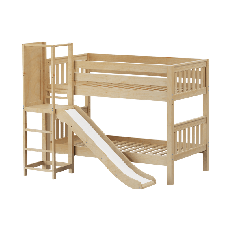 Maxtrix Twin Low Bunk Bed with Slide Platform
