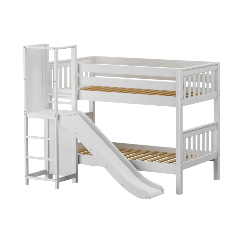 Maxtrix Twin Low Bunk Bed with Slide Platform