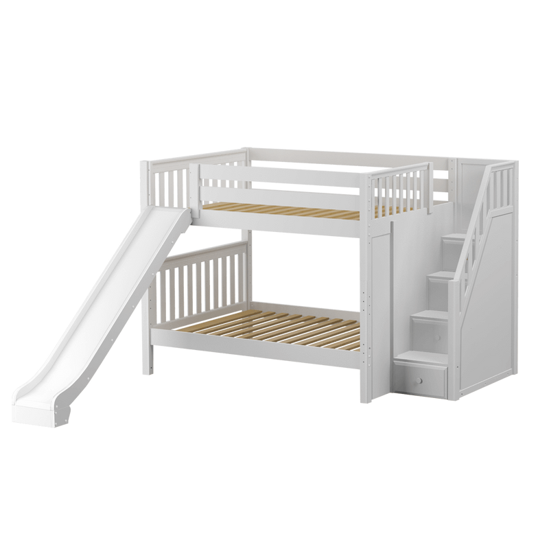 Maxtrix Full Medium Bunk Bed with Stairs + Slide