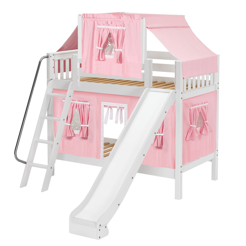 Maxtrix Twin Medium Bunk Bed with Angled Ladder, Curtain, Top Tent + Slide
