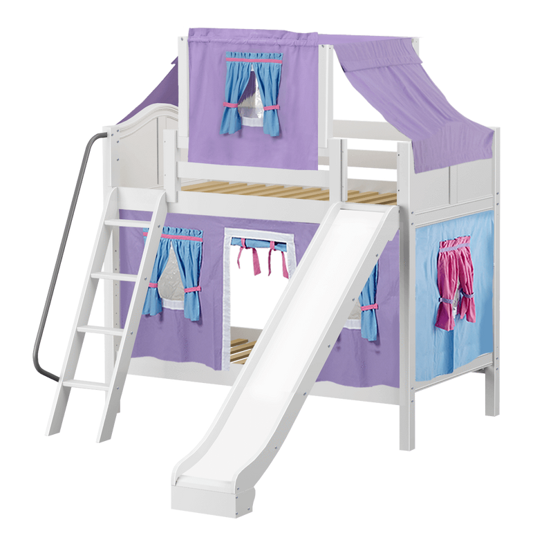 Maxtrix Twin Medium Bunk Bed with Angled Ladder, Curtain, Top Tent + Slide