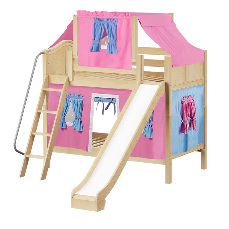 Maxtrix Twin Medium Bunk Bed with Angled Ladder, Curtain, Top Tent + Slide