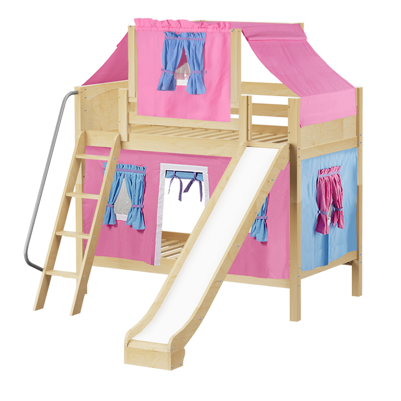 Maxtrix Twin Medium Bunk Bed with Angled Ladder, Curtain, Top Tent + Slide
