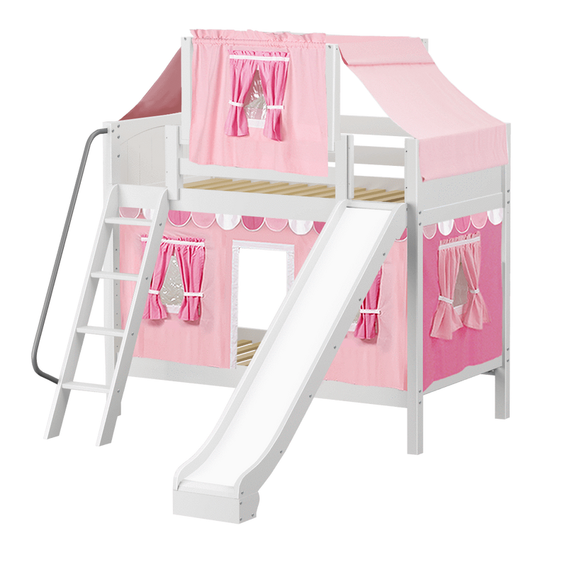 Maxtrix Twin Medium Bunk Bed with Angled Ladder, Curtain, Top Tent + Slide
