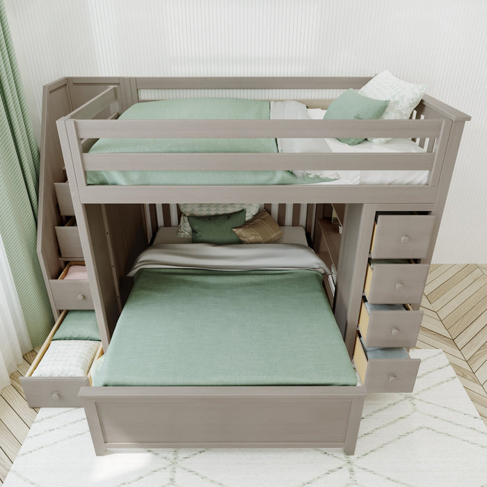 Jackpot Deluxe Cheltenham Full Over Full L-Shape Bunk with Staircase + Storage