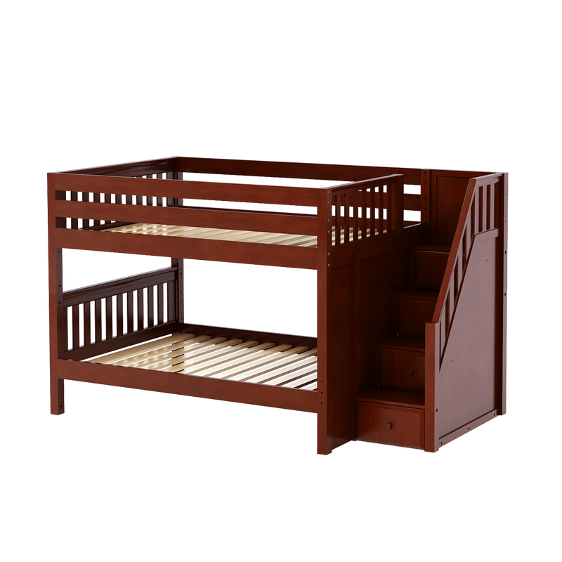 Maxtrix Full Low Bunk Bed with Stairs