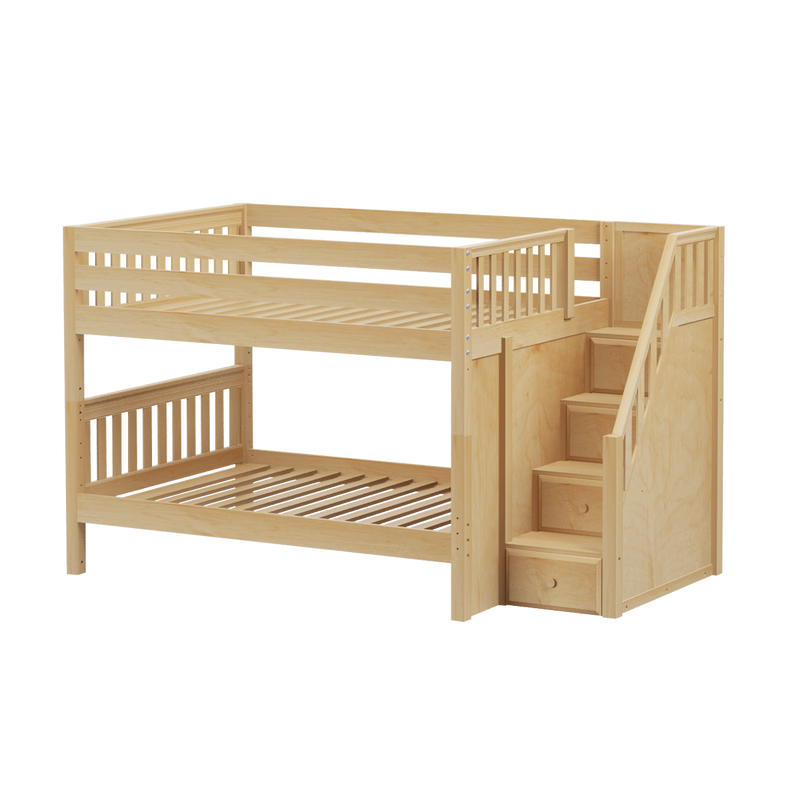Maxtrix Full Low Bunk Bed with Stairs