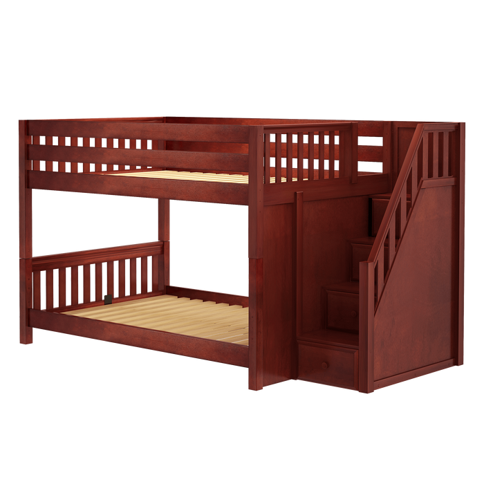 Maxtrix Full XL Low Bunk Bed with Stairs