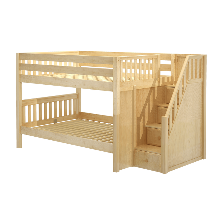 Maxtrix Full XL Low Bunk Bed with Stairs
